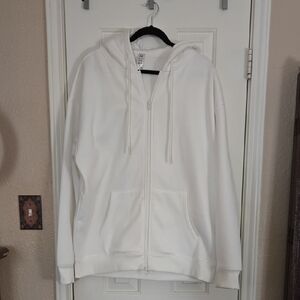The Gym People Oversized White Zip-Up Hoodie